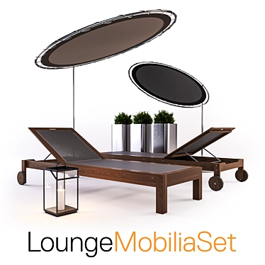 Relaxation Oasis: Sunbed, Umbrella, Lantern 3D model image 1 