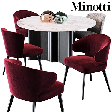 Minotti Aston: Stylish Dining Chair & Table 3D model image 1 