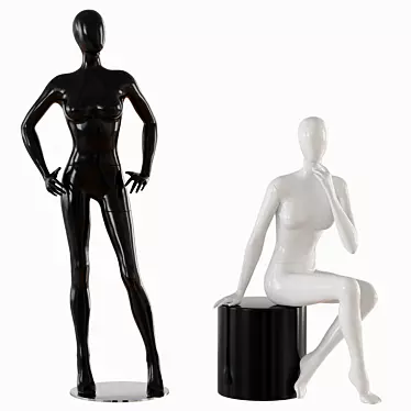 Sleek Female Abstract Mannequin 3D model image 1 