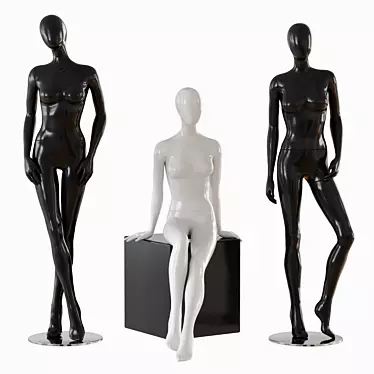 Abstract Glossy Female Mannequin: Detachable Torso, Arms and Legs 3D model image 1 