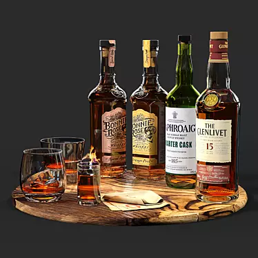 Whisky Bottle & Glass Set 3D model image 1 