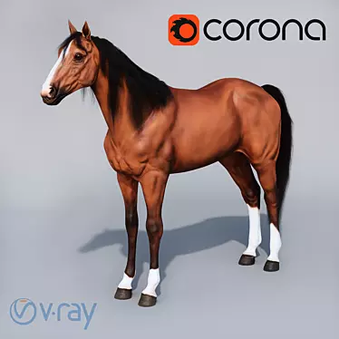 Elegant Standing Horse Sculpture 3D model image 1 