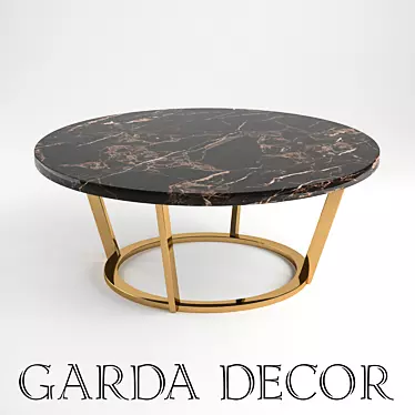 Garda Decor Magazine Table - Brown Marble & Gold 3D model image 1 