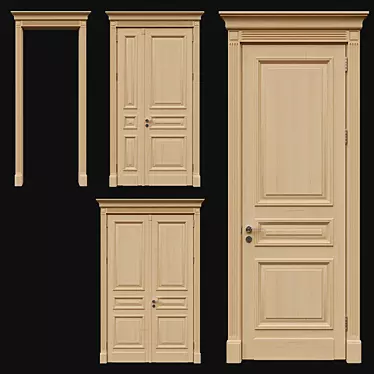 Elegant Wooden Interior Doors 3D model image 1 