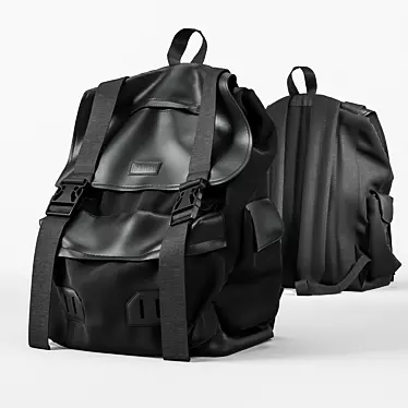 Universal Black Backpack 3D model image 1 