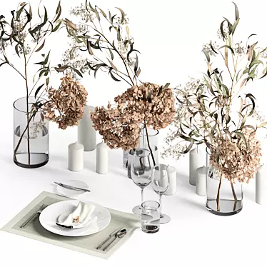 Elegant Dry Plant Table Setting 3D model image 1 