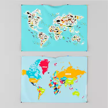 Vintage World Maps: 100x70 cm 3D model image 1 