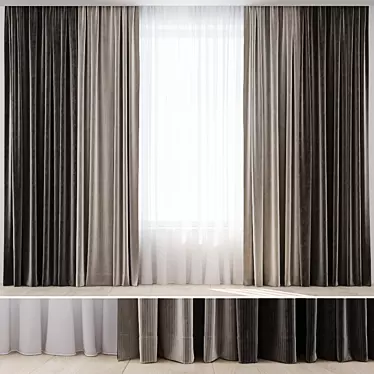 Elegant Curtain & Sheer Set 3D model image 1 