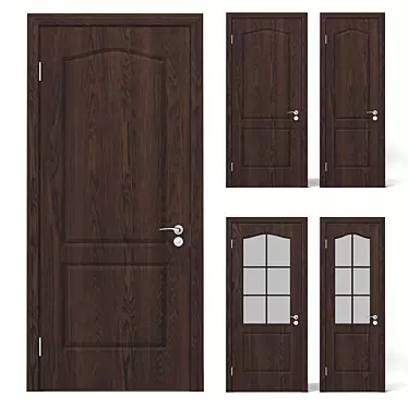 Elegant Dark Wood Interior Doors 3D model image 1 