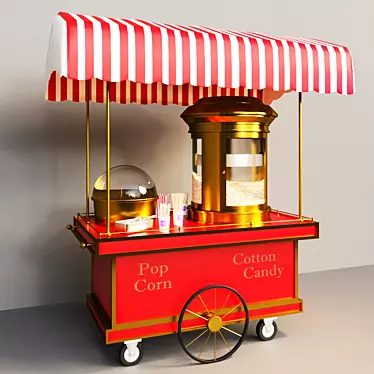 Vintage Popcorn Cart: Your Classic Summer Delight 3D model image 1 