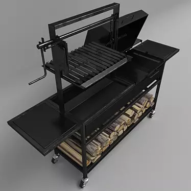 BBQ Grill and Firewood Combo 3D model image 1 