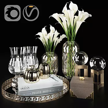 Elegant Calla Lily Candle Set 3D model image 1 