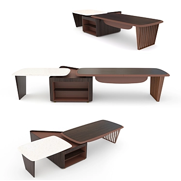 Sleek Solid Wood Office Desk 3D model image 1 