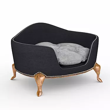 Classic Style Dog Bed - Fabric, Wood, Bronze 3D model image 1 