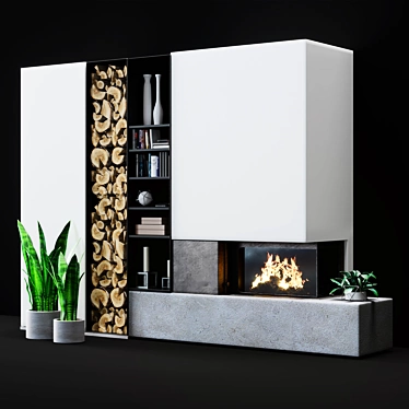 Sleek Fire: Modern Fireplace 3D model image 1 