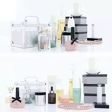 Ultimate Cosmetics Set: Shower Gel, Perfumes, Lipstick, Nail Polish 3D model image 1 
