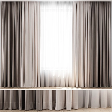 Elegant 4-Piece Curtain Set 3D model image 1 