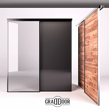 Premium Sliding Aluminum Interior Door 3D model image 1 