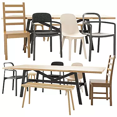 IKEA Table & Chair Set 02: Stylish & Versatile for Every Space 3D model image 1 