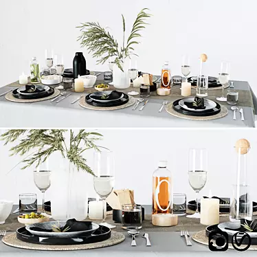 Elegant Breakfast Table Setting 3D model image 1 