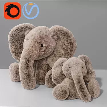 Soft Baby Elephant Plush Toy 3D model image 1 