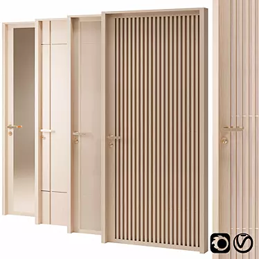 Gilded Elegance: Modern Wood Doors 3D model image 1 