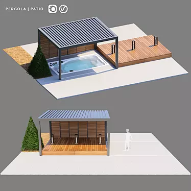 Outdoor Oasis Pergola Recreation Area 3D model image 1 