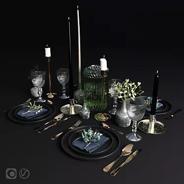 Elegant Table Setting for Stunning Interiors 3D model image 1 