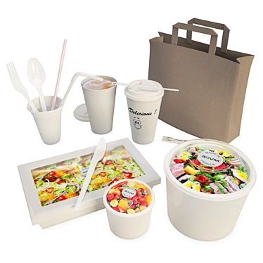3D Disposable Salad & Coffee Packaging 3D model image 1 