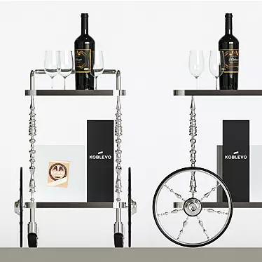 Title: Vintage Wine Cart: Elegant and Compact 3D model image 1 