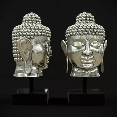 Silver Plated Brass Buddha Head 3D model image 1 