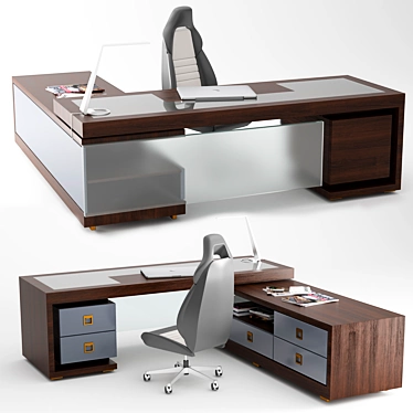 Executive Office Table 2400x800x750mm 3D model image 1 