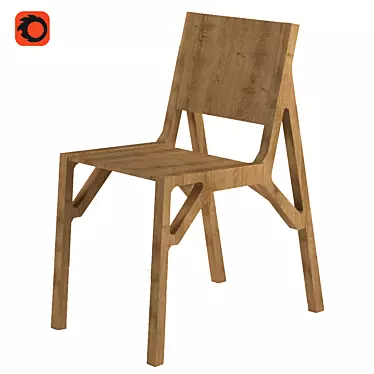 Elegant Wooden Chair - 80cm Height 3D model image 1 