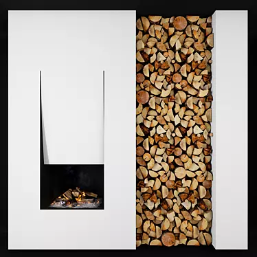 Fireplace & Firewood Set 3D model image 1 