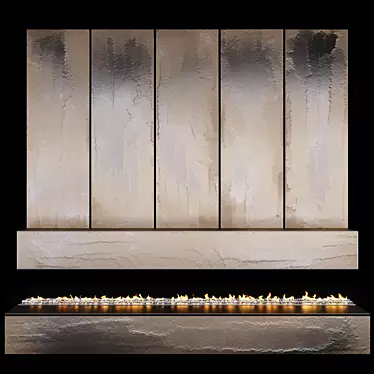 Modern Fireplace and Firewood Set 3D model image 1 