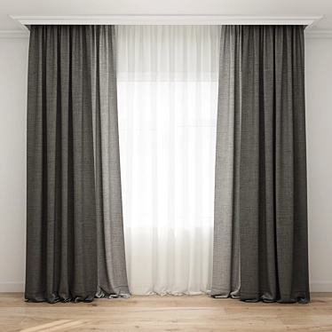 Title: Luxury Drapery Curtain Set 3D model image 1 