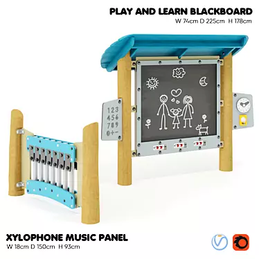 Kompan Xylophone Music Panel - Educational Training Equipment 3D model image 1 