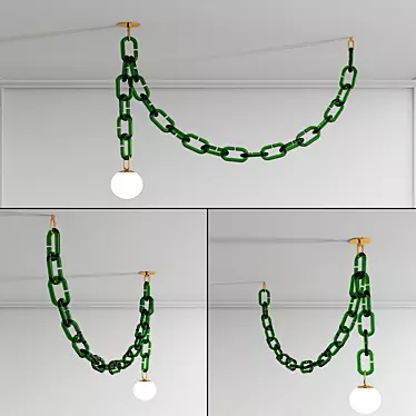 Dark Green Chain Pendant Light 3D model image 1 