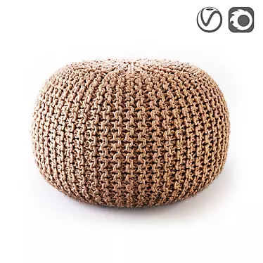 BISHO Wicker Pouf: Stylish and Versatile 3D model image 1 