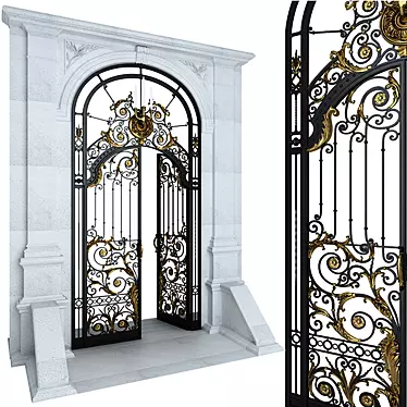 Stylish Iron Entry Gate 3D model image 1 