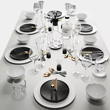 Elegant Dining Table Arrangement 3D model image 1 