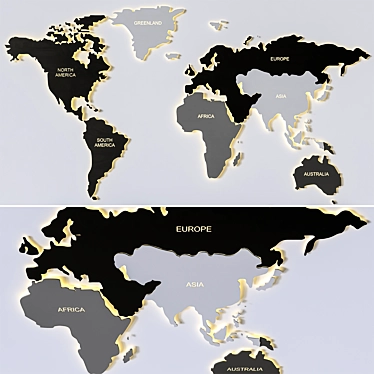 Illuminated Wooden World Map 3D model image 1 