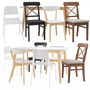 Stylish IKEA Table & Chair Set 3D model image 1 
