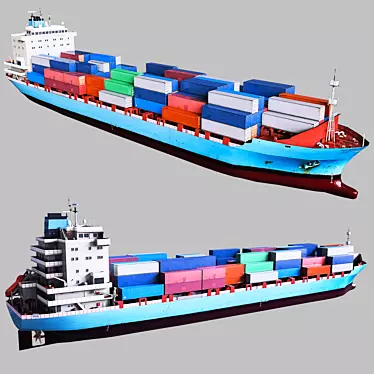 High-Quality Container Ship Model 3D model image 1 