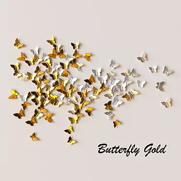 Golden Butterfly Wall Decor 3D model image 1 