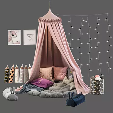 Dreamy Kids Canopy with Decor 3D model image 1 