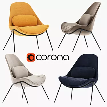 Comfort Fabric Lounger: Stylish and Cozy 3D model image 1 