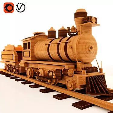 Classic Wooden Train Set 3D model image 1 