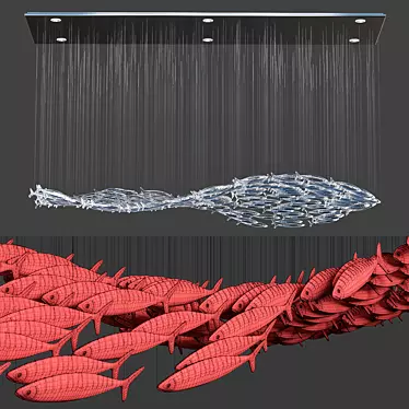 Wave Fish Chandelier 3D model image 1 