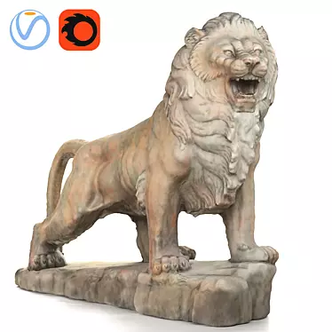 Roaring Lion Statue - Majestic Home Decor 3D model image 1 